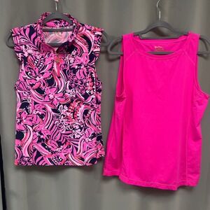 2 Lilly Pulitzer Luxletic casual Athletic Tank Top Sleeveless Activewear Pink XL